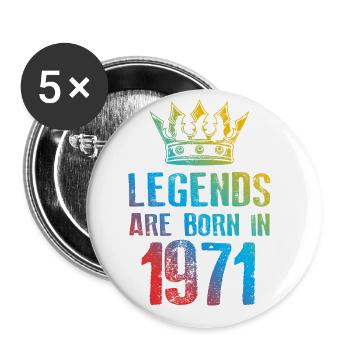 1971 legends born in - Buttons groß 56 mm (5er Pack) - Weiß - Vorne