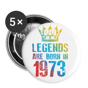 1973 Légendes nées en - Lot de 5 grands badges (56 mm) - blanc - Devant