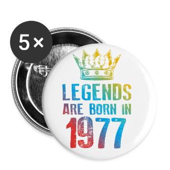 1977 Légendes nées en - Lot de 5 grands badges (56 mm) - blanc - Devant