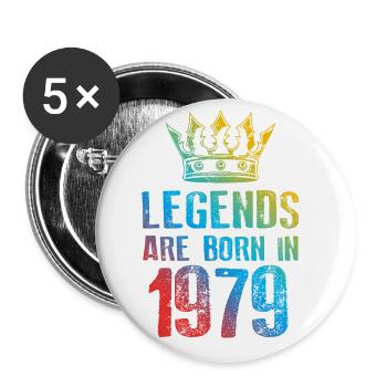 1979 Légendes nées en - Lot de 5 grands badges (56 mm) - blanc - Devant