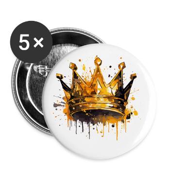Crown Symbol Gold - Buttons large 2.2''/56 mm (5-pack) - white - Front