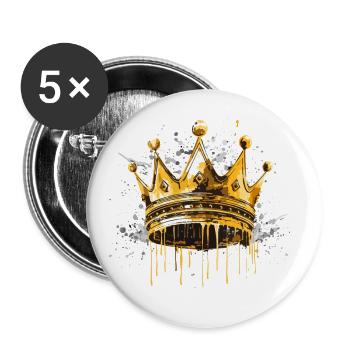 Symbole de la couronne Roi d’or - Lot de 5 grands badges (56 mm) - blanc - Devant