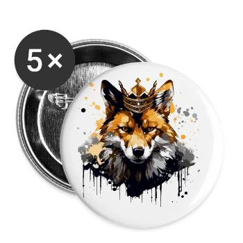 Fox Crown King Animal - Buttons large 2.2''/56 mm (5-pack) - white - Front