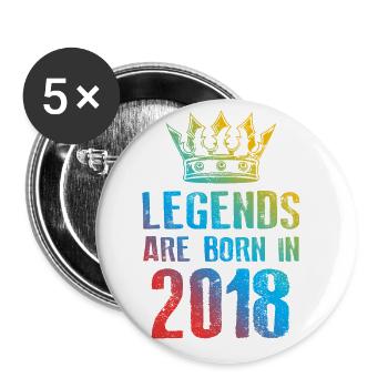 2018 legends born in - Buttons large 2.2''/56 mm (5-pack) - white - Front