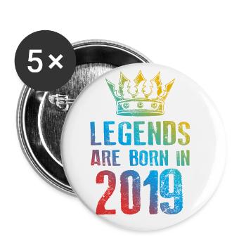 2019 legends born in - Buttons large 2.2''/56 mm (5-pack) - white - Front