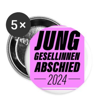Junggesellinnenabschied 2024 Jga - Buttons groß 56 mm (5er Pack) - Weiß - Vorne