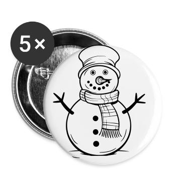 Schneemann Winter Comic - Buttons groß 56 mm (5er Pack) - Weiß - Vorne