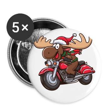 Orignal en tant que Père Noël conduisant une moto - Lot de 5 grands badges (56 mm) - blanc - Devant