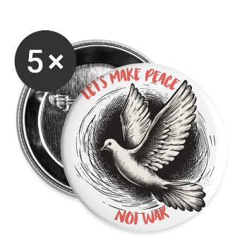Lets Make Peace Not War Friedensspruch - Buttons groß 56 mm (5er Pack) - Weiß - Vorne
