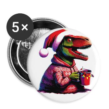 Dino boit du vin chaud - Lot de 5 grands badges (56 mm) - blanc - Devant