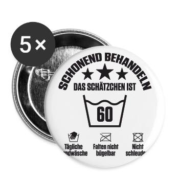 Schonend behandeln das Schätzchen ist 60 - Buttons groß 56 mm (5er Pack) - Weiß - Vorne