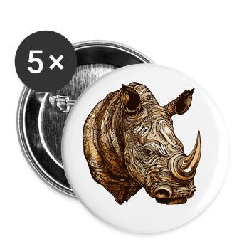 Animal à tête de rhinocéros - Lot de 5 grands badges (56 mm) - blanc - Devant