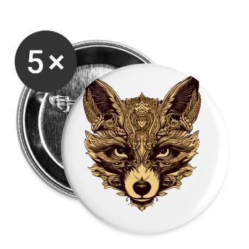 Animal à tête de renard - Lot de 5 grands badges (56 mm) - blanc - Devant