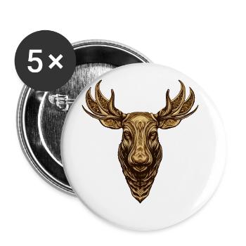 Elch Kopf Tier - Buttons groß 56 mm (5er Pack) - Weiß - Vorne