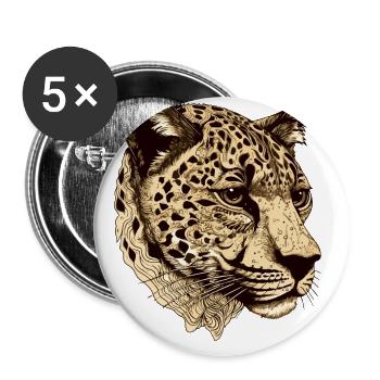 Animal tête de guépard - Lot de 5 grands badges (56 mm) - blanc - Devant
