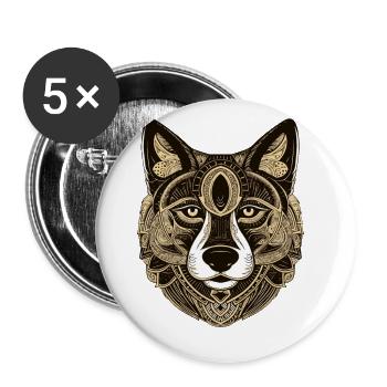 Husky Dog Head Animal - Buttons large 2.2''/56 mm (5-pack) - white - Front