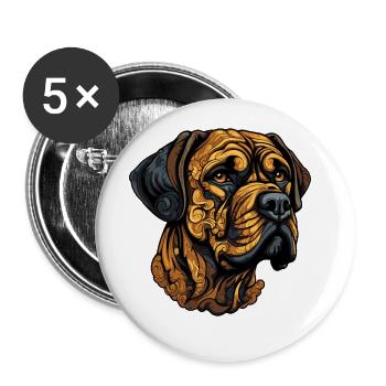 Mastiff Hund Kopf Tier - Buttons groß 56 mm (5er Pack) - Weiß - Vorne