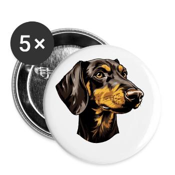 Dachshund Hund Kopf Dackel - Buttons groß 56 mm (5er Pack) - Weiß - Vorne