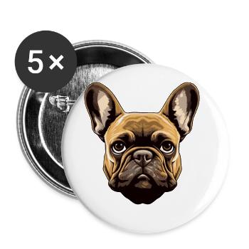 French Bulldog Dog Head - Buttons large 2.2''/56 mm (5-pack) - white - Front