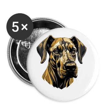 Great Dane Dog Head - Buttons large 2.2''/56 mm (5-pack) - white - Front