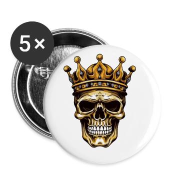 Couronne de crâne de roi - Lot de 5 grands badges (56 mm) - blanc - Devant
