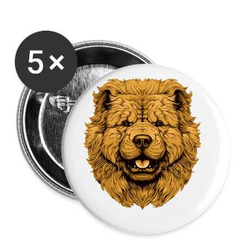 Tête de chien Chow Chow - Lot de 5 grands badges (56 mm) - blanc - Devant