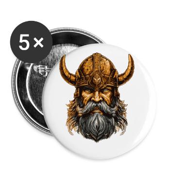Viking Head Warrior Odin Valhalla - Buttons large 2.2''/56 mm (5-pack) - white - Front