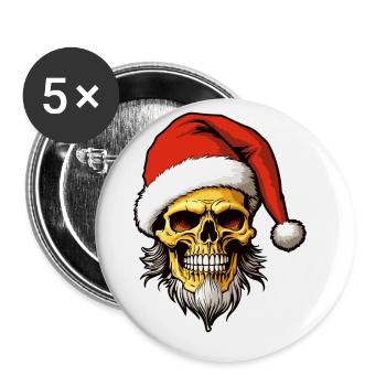 Weihnachtsmann Totenkopf Weihnachten - Buttons groß 56 mm (5er Pack) - Weiß - Vorne
