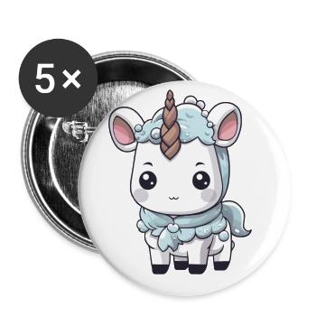 Bande dessinée d’hiver licorne - Lot de 5 grands badges (56 mm) - blanc - Devant