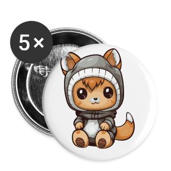 Bande dessinée d’hiver écureuil - Lot de 5 grands badges (56 mm) - blanc - Devant