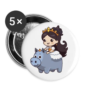 Prinzessin Schwein Comic - Buttons groß 56 mm (5er Pack) - Weiß - Vorne