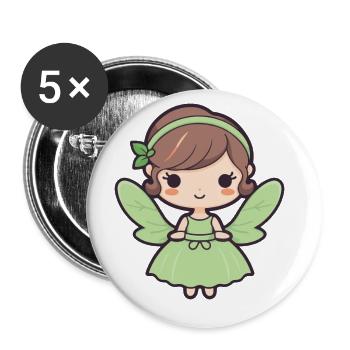 Fairy Comic Cute - Buttons large 2.2''/56 mm (5-pack) - white - Front