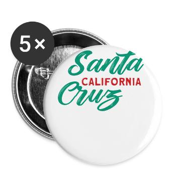70er 80er In Der Kalifornischen Stadt Santa Cruz - Buttons groß 56 mm (5er Pack) - Weiß - Vorne
