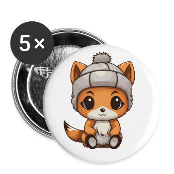 Squirrel Winter Animal Cute Comic - Buttons large 2.2''/56 mm (5-pack) - white - Front