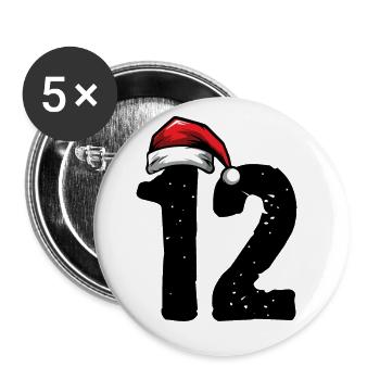 12 Numéro de Noël - Lot de 5 grands badges (56 mm) - blanc - Devant