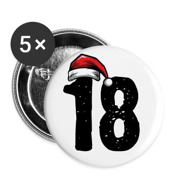 18 Zahl Weihnachten - Buttons groß 56 mm (5er Pack) - Weiß - Vorne