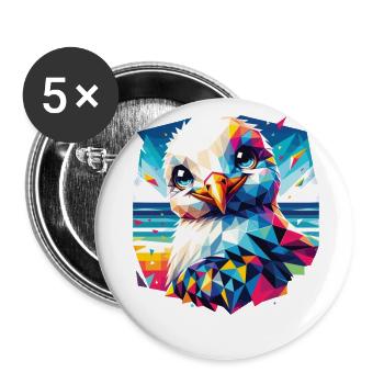 Polygon Möwe Sommer Urlaub bunt - Buttons groß 56 mm (5er Pack) - Weiß - Vorne
