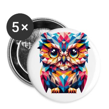 Polygon Owl Geometric - Buttons large 2.2''/56 mm (5-pack) - white - Front