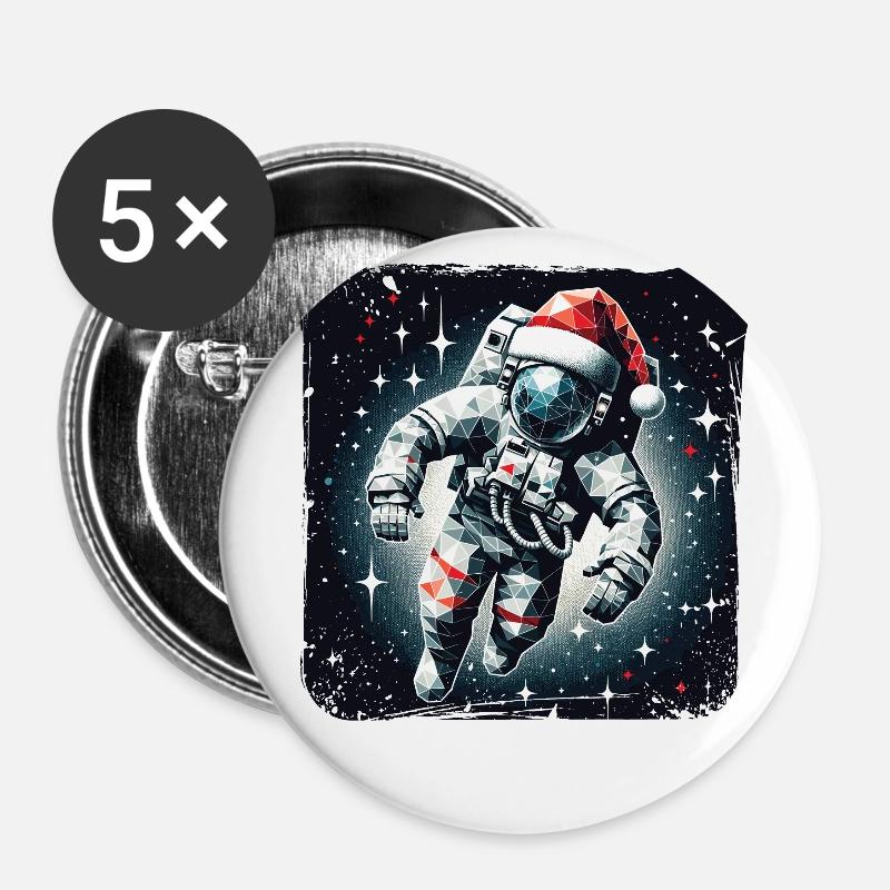 Astronaut Santa Claus Polygon Christmas - Buttons large 2.2''/56 mm (5-pack) - white