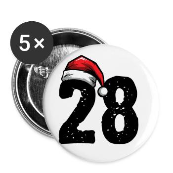 28 Numéro Noël - Lot de 5 grands badges (56 mm) - blanc - Devant