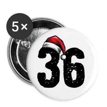 36 Numéro Noël - Lot de 5 grands badges (56 mm) - blanc - Devant