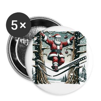 Santa Claus Tightrope Walk Christmas - Buttons large 2.2''/56 mm (5-pack) - white - Front
