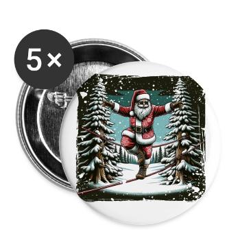 Santa Claus Tightrope Walk Christmas - Buttons large 2.2''/56 mm (5-pack) - white - Front