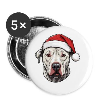 Dogo Argentino Dog Head Christmas Portrait - Buttons large 2.2''/56 mm (5-pack) - white - Front