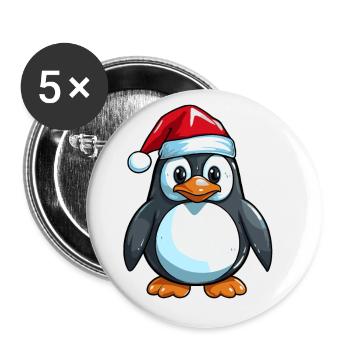 Penguin Comic Christmas - Buttons large 2.2''/56 mm (5-pack) - white - Front
