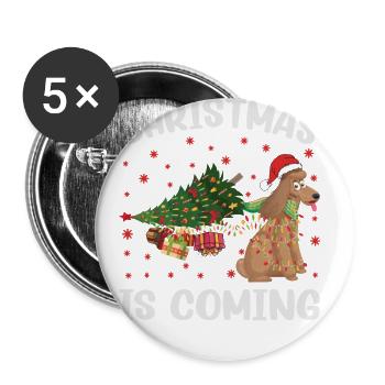 Christmas Is Coming Dog Version - Buttons large 2.2''/56 mm (5-pack) - white - Front