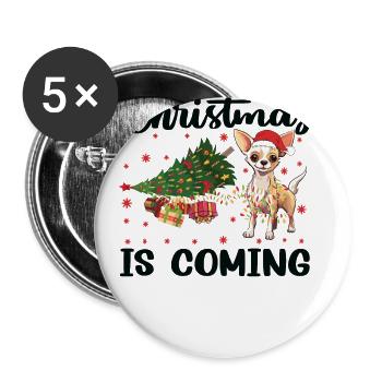 Christmas Is Coming Dog Version - Buttons large 2.2''/56 mm (5-pack) - white - Front