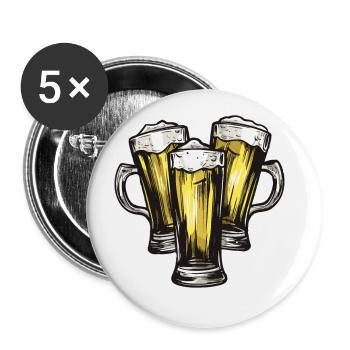 Beer Booze Drinking - Buttons large 2.2''/56 mm (5-pack) - white - Front