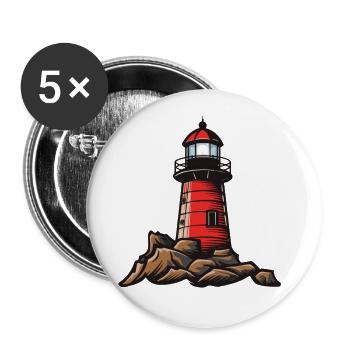 Leuchtturm Symbol - Buttons groß 56 mm (5er Pack) - Weiß - Vorne