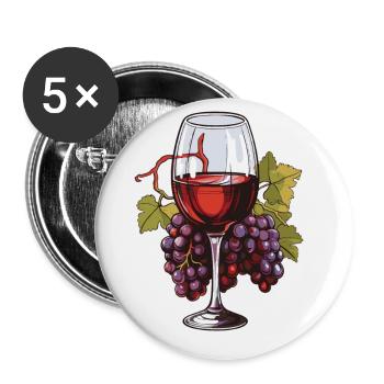Verre à vin Raisins Vin - Lot de 5 grands badges (56 mm) - blanc - Devant